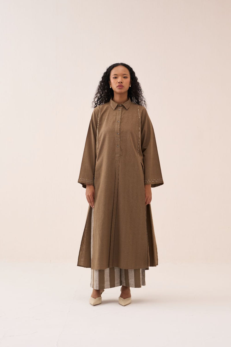 Wide Sleeve Panel Slit Shirt cotton by THREE for women in Singapore