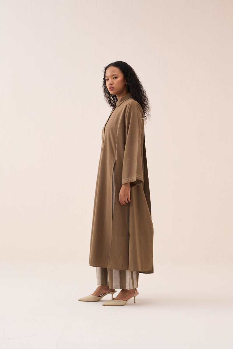 Wide Sleeve Panel Slit Shirt cotton by THREE for women in Singapore