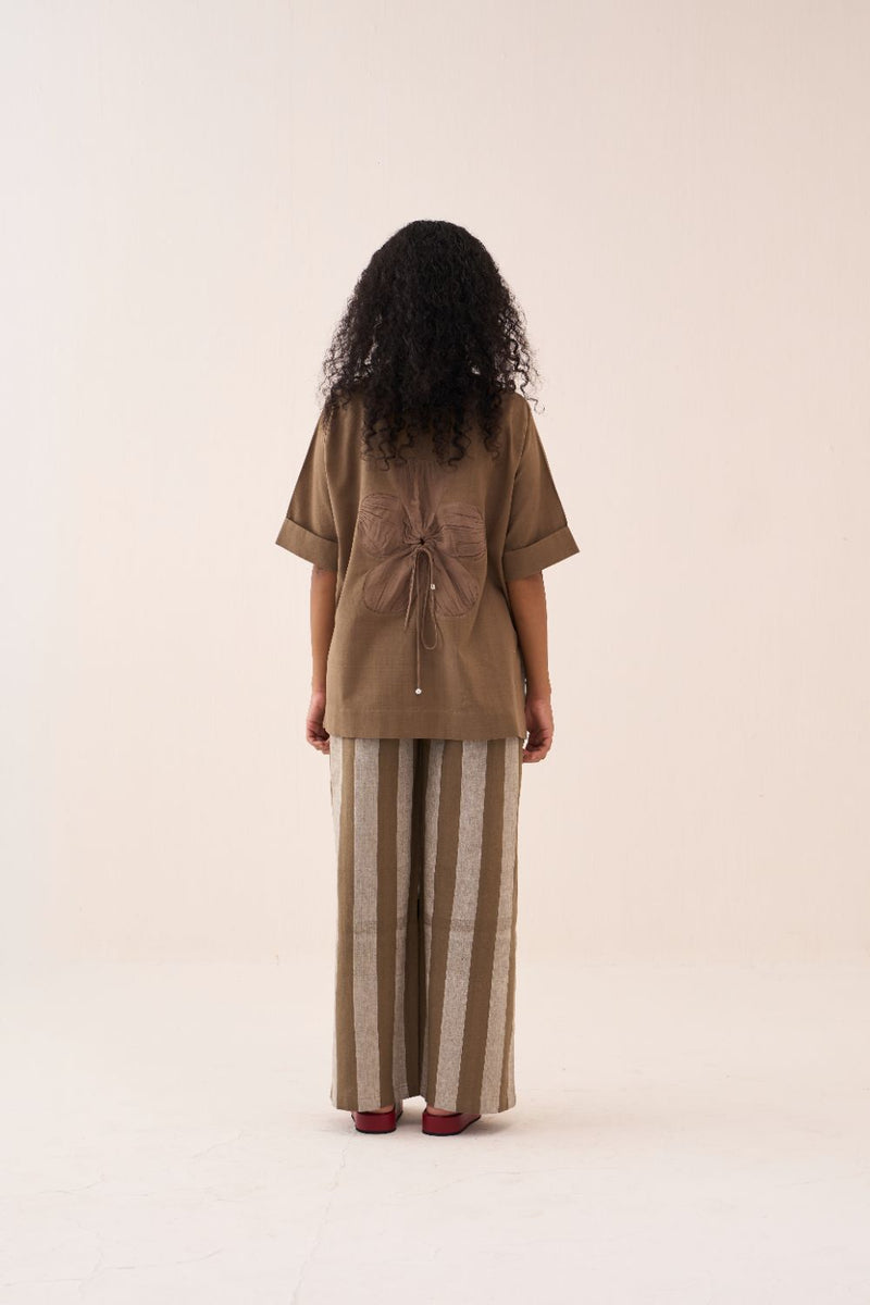 Back Drawstring Flower Shirt cotton by THREE for women in Singapore