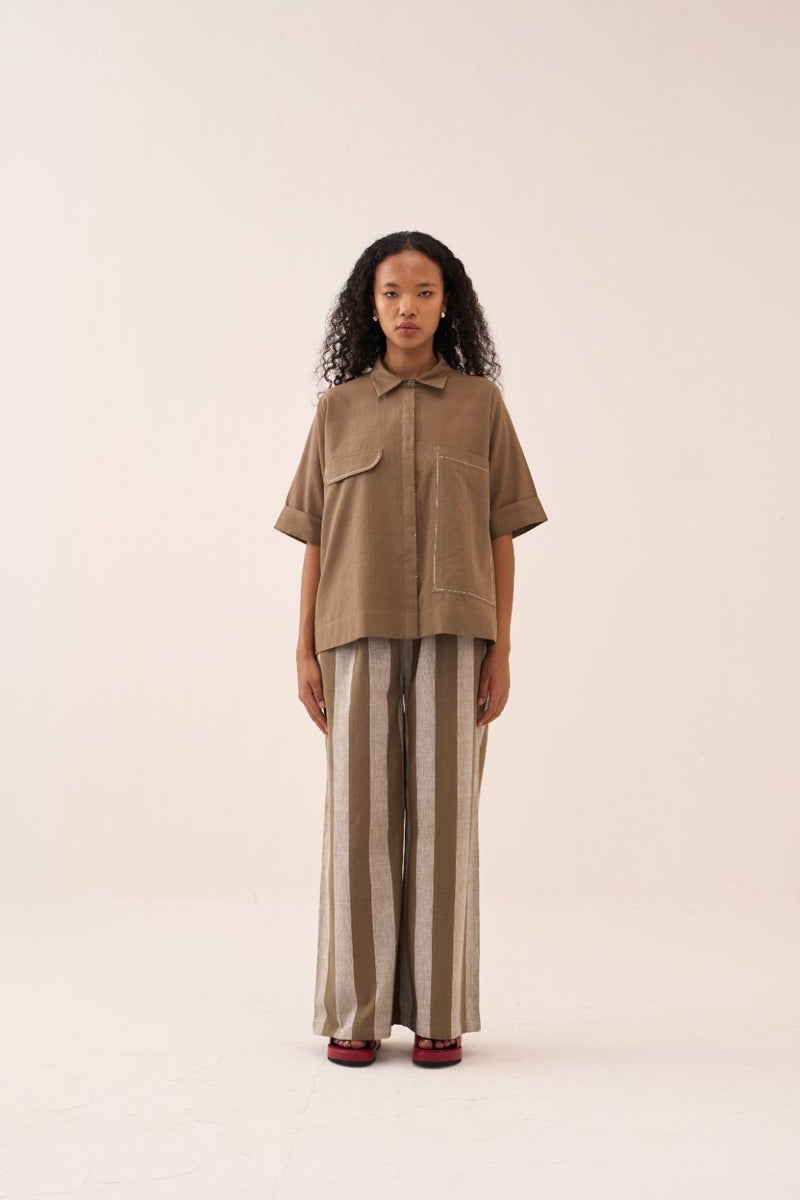 Back Drawstring Flower Shirt cotton by THREE for women in Singapore
