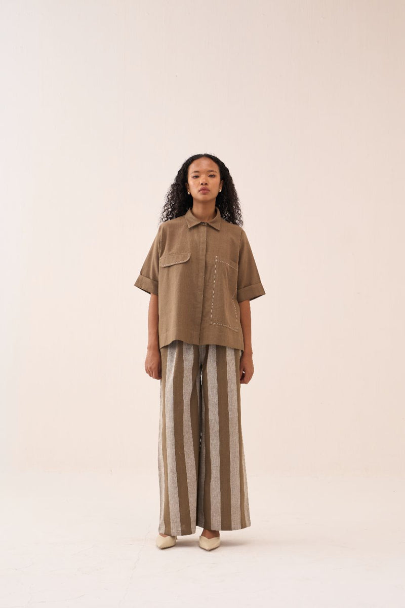 Back Drawstring Flower Shirt cotton by THREE for women in Singapore