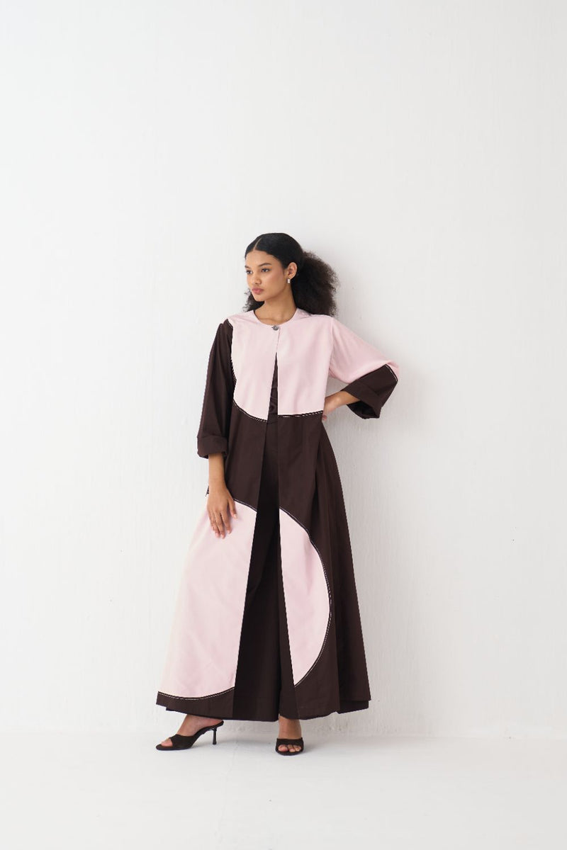 Moon Jacket Co-Ord (Set Of 3) poplin by THREE in brown color for women in Singapore