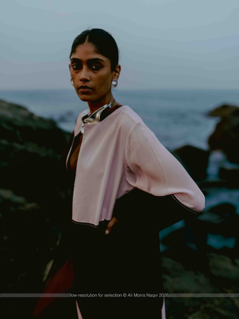 Moon Jacket poplin by THREE in brown color for women in Singapore