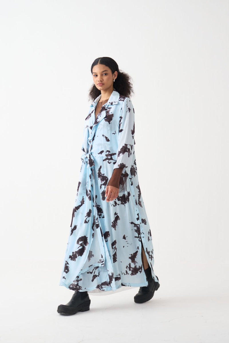 Tie Jacket silk by THREE in blue color for women in Singapore