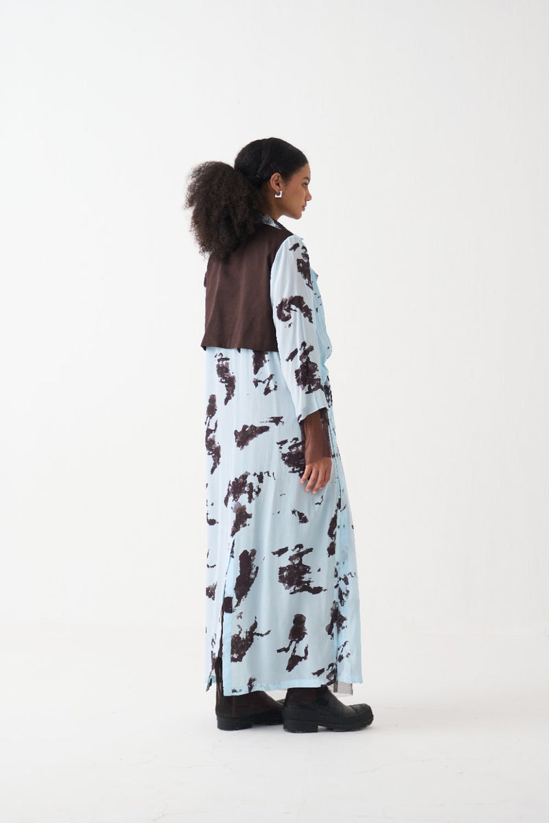 Tie Jacket - Powder Blue silk by THREE in blue color for women in Singapore