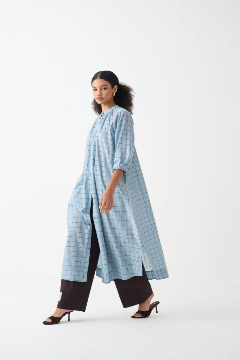 Gather Neck Shirt Co-Ord (Set Of 2) cotton by THREE in brown color for women in Singapore