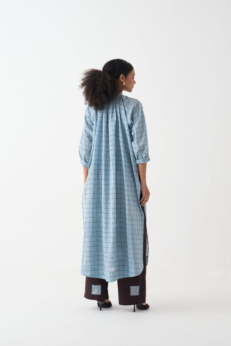 Gather Neck Shirt Co-Ord (Set Of 2) cotton by THREE in brown color for women in Singapore
