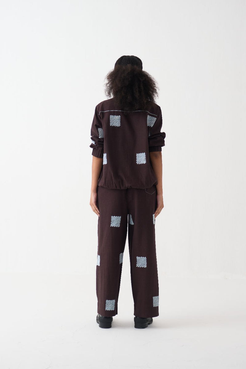 Emb. Bomber Jacket Co-Ord (Set Of 2) cotton by THREE in brown color for women in Singapore