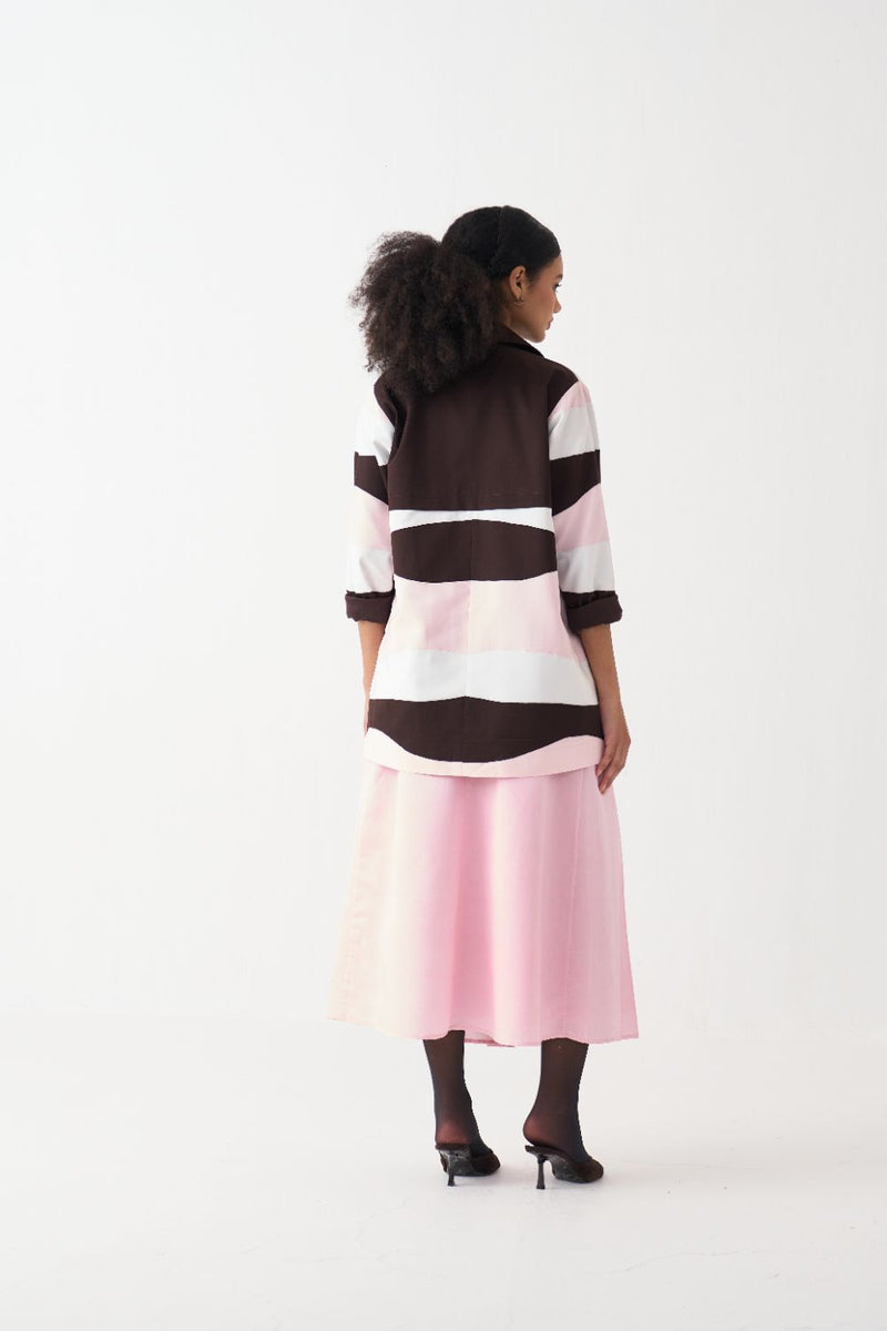 Pleated Skirt - Baby Pink chanderi by THREE in pink color for women in Singapore