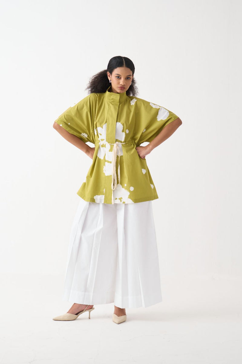 Floral Overlay Co-Ord (Set Of 2) poplin by THREE in white color for women in Singapore