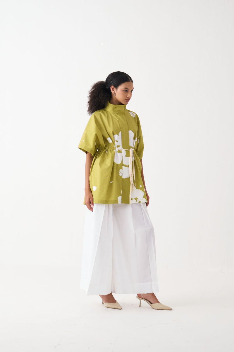 Floral Overlay Co-Ord (Set Of 2) poplin by THREE in white color for women in Singapore