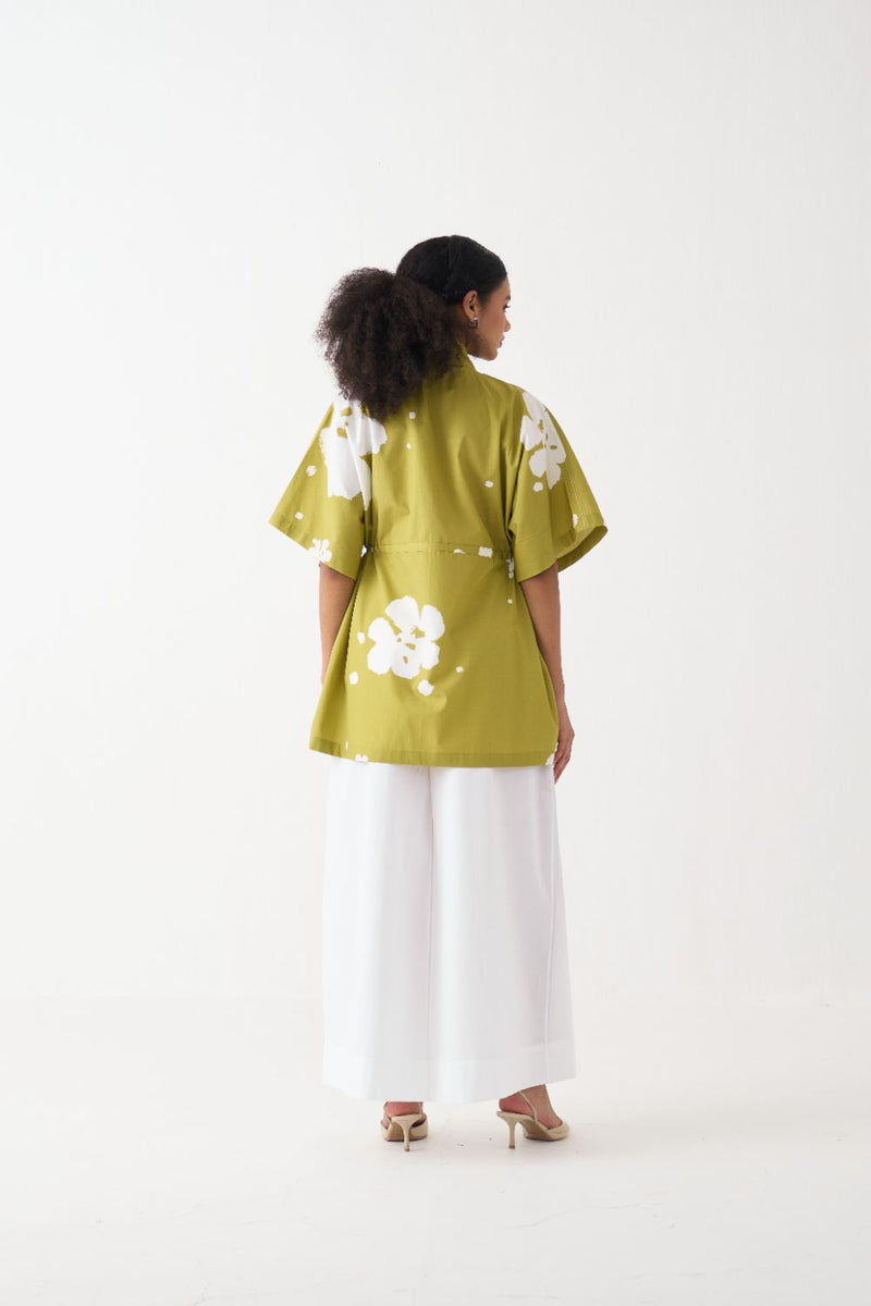 Floral Overlay Co-Ord (Set Of 2) poplin by THREE in white color for women in Singapore