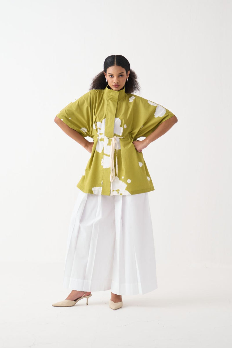 Floral Overlay poplin by THREE in ivory color for women in Singapore