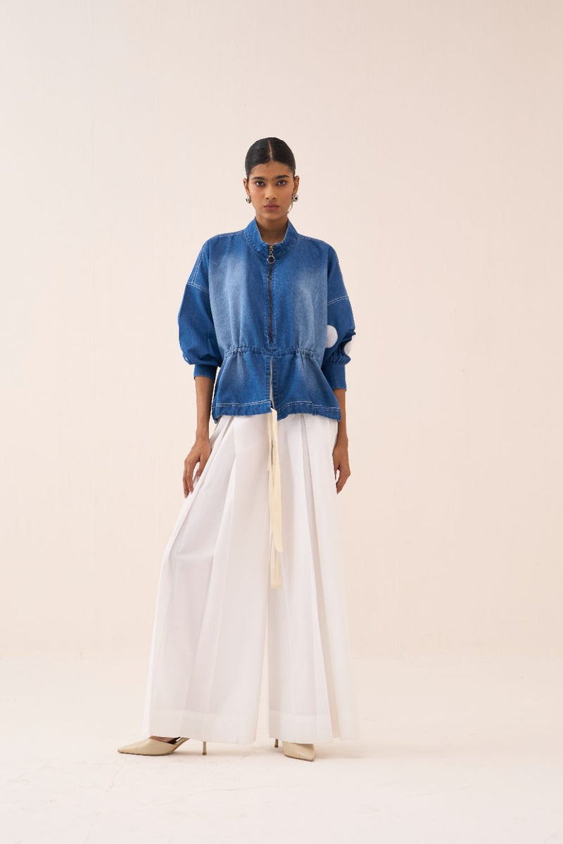 Drawstring Top - Blue by THREE in blue color for women in Singapore