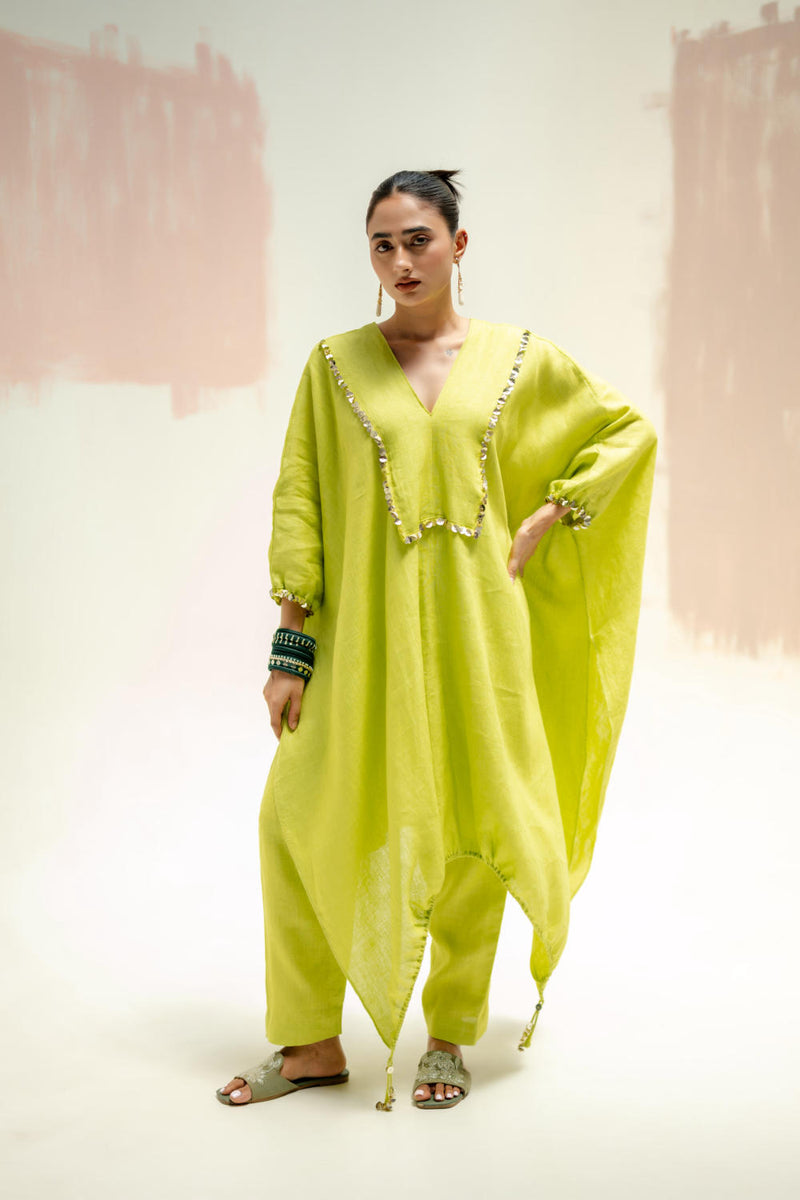 Moroccan Kaftan with Pants-SUBLIME NEON