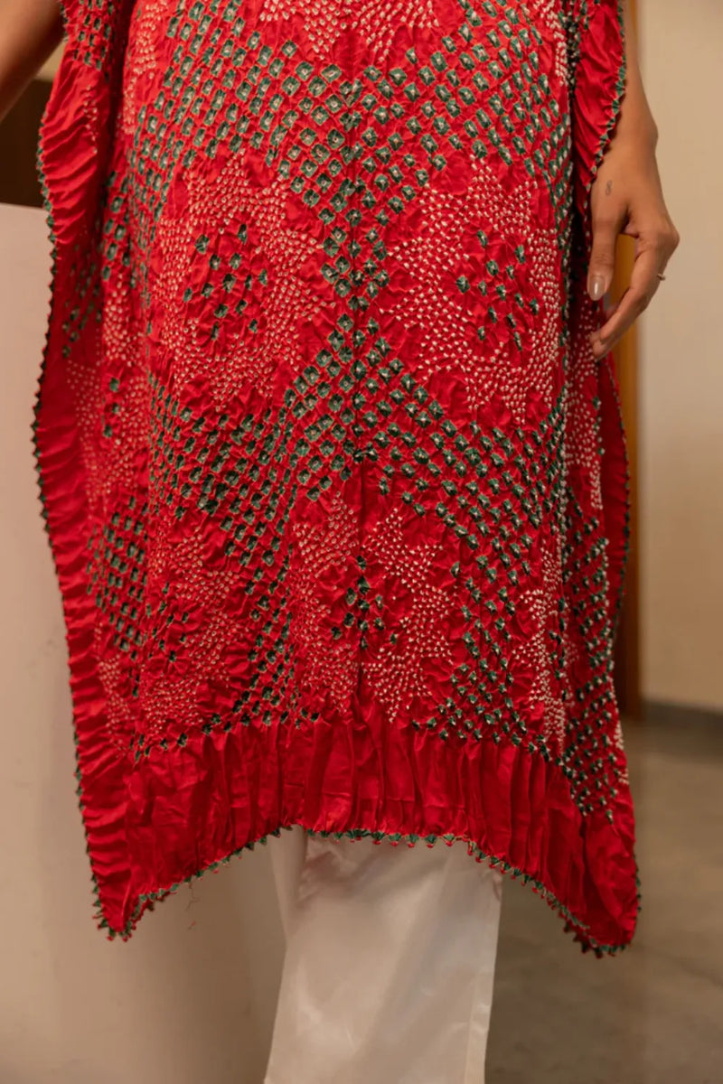 STAR KAFTAN-RED silk by Dyelogue in red color for women in Singapore