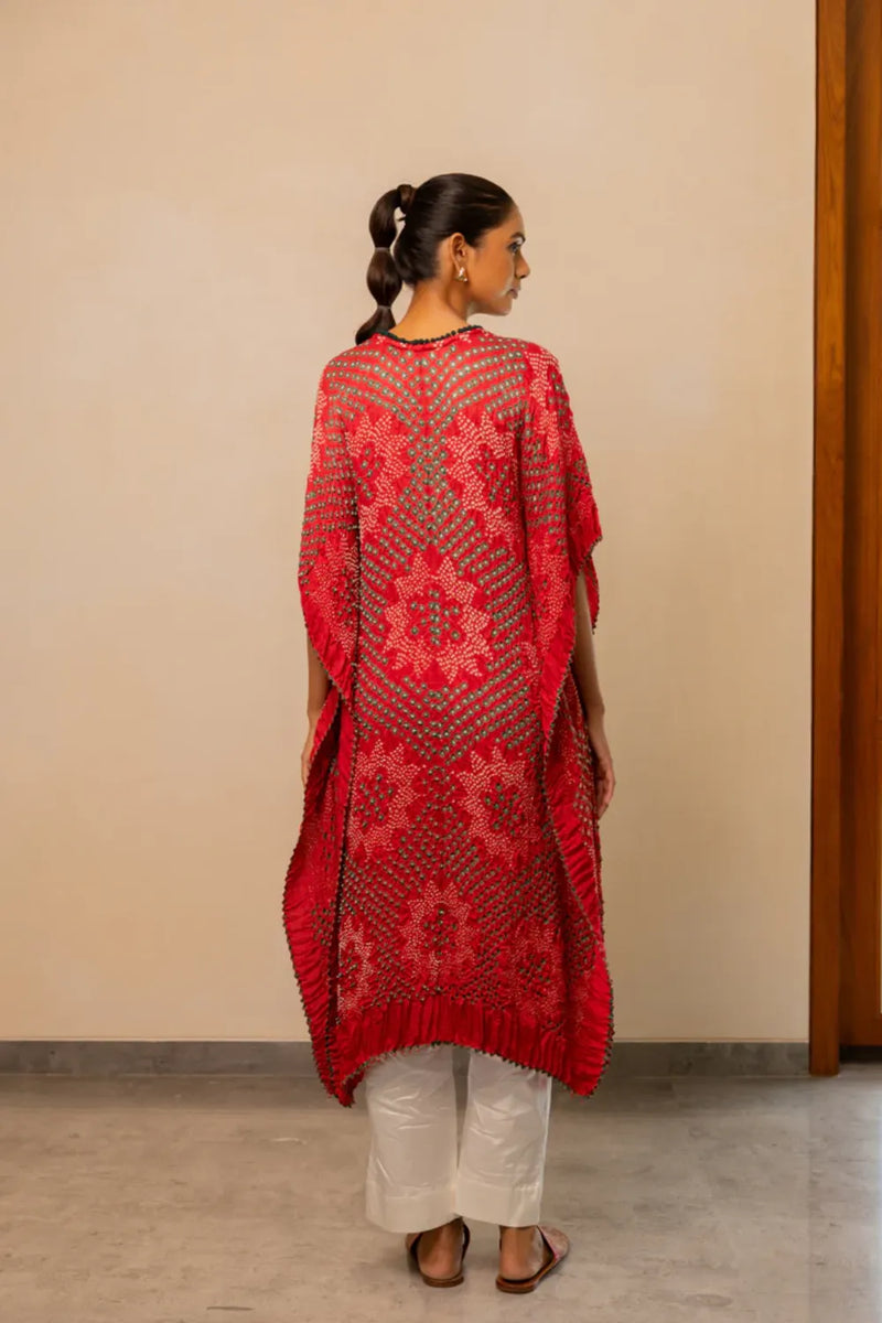 STAR KAFTAN-RED silk by Dyelogue in red color for women in Singapore