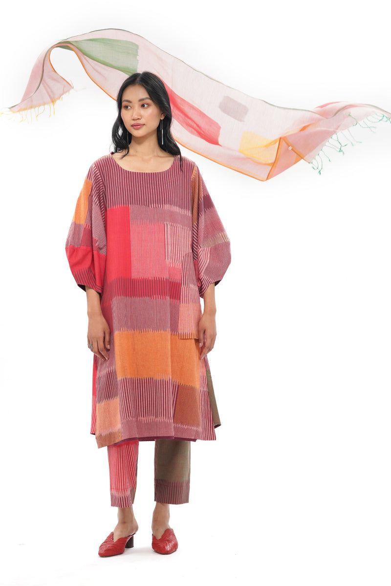 IRO STOLE 100% cotton by Translate - Handwoven Ikat in red color for women in Singapore