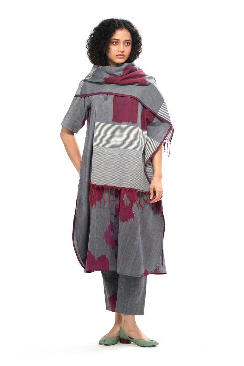 HIRO STOLE 100% cotton by Translate - Handwoven Ikat in blue color for women in Singapore