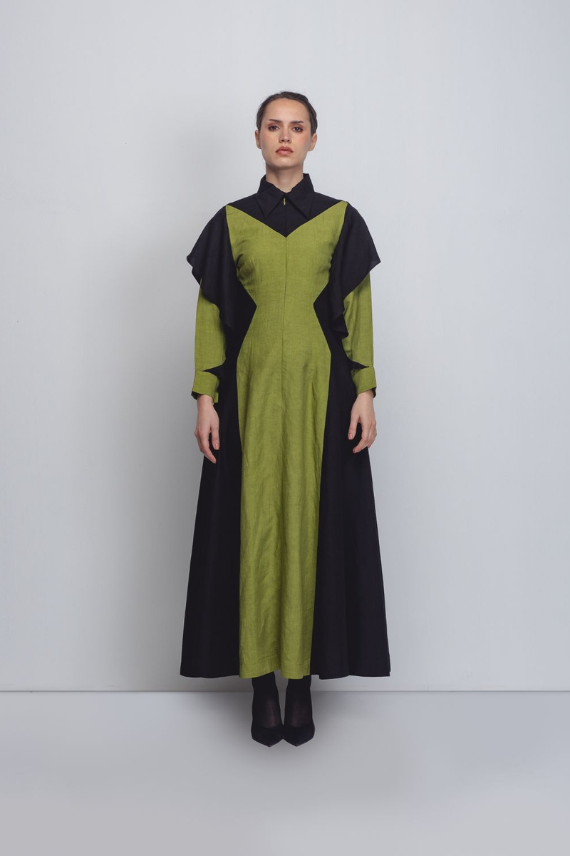 Strella Colourblocked Dress - Parrot Green + Black Buy Strella Colourblocked Dress - Parrot Green + Black from C&W | Dresses for Women by Leh Studios in green color for women in Singapore