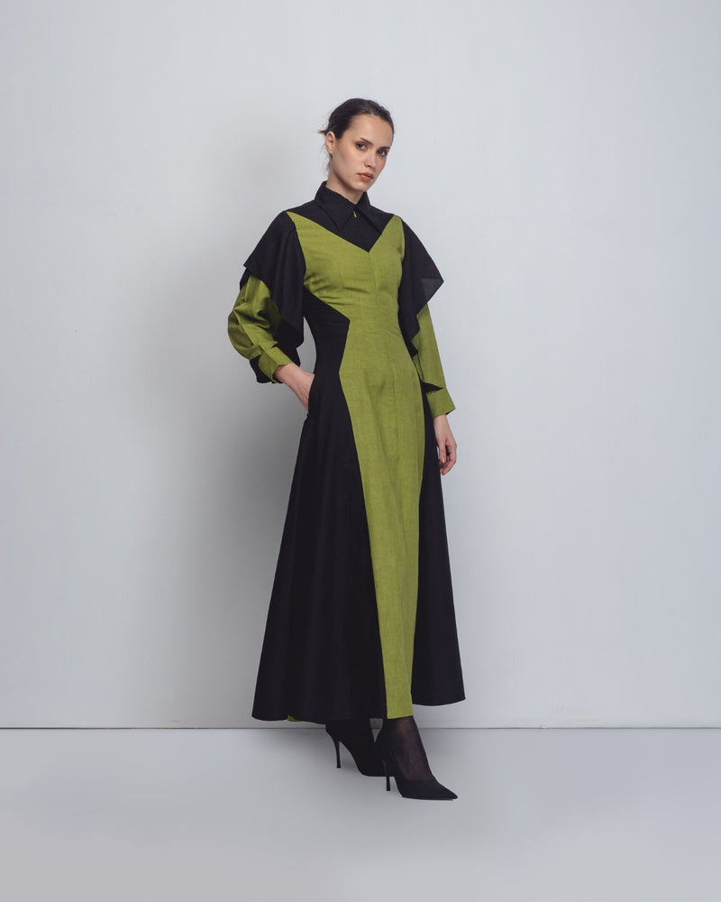 Strella Colourblocked Dress - Parrot Green + Black Buy Strella Colourblocked Dress - Parrot Green + Black from C&W | Dresses for Women by Leh Studios in green color for women in Singapore