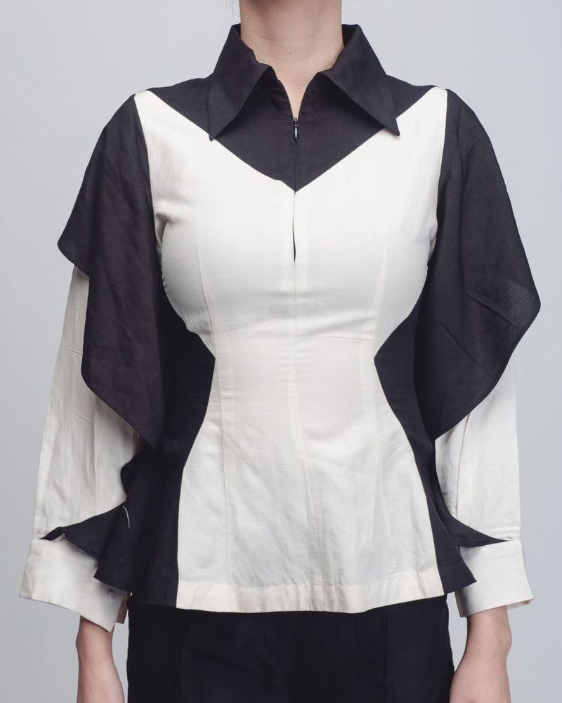Strella Colourblocked Top - Black + White Buy Strella Colourblocked Top - Black + White from C&W | Tops And Shirts for Women by Leh Studios in black color for women in Singapore