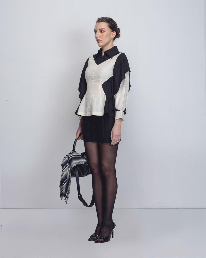 Strella Colourblocked Top - Black + White Buy Strella Colourblocked Top - Black + White from C&W | Tops And Shirts for Women by Leh Studios in black color for women in Singapore