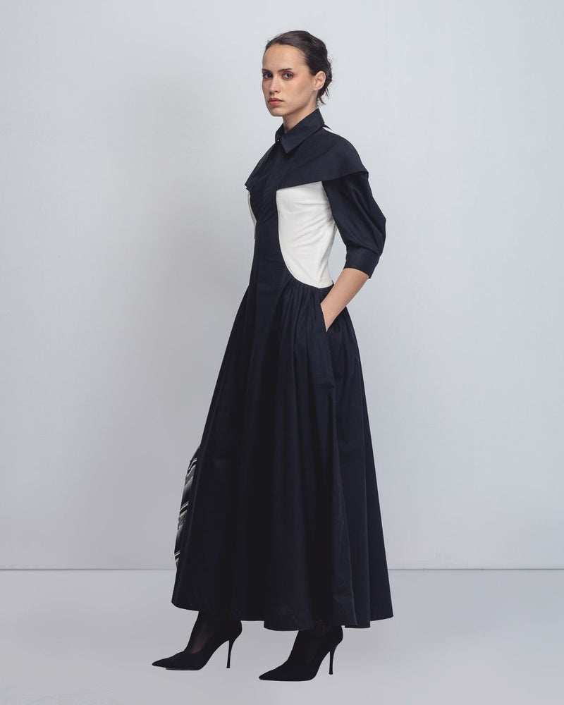 Sue Dress - Black + White cotton Buy Sue Dress - Black + White from C&W | Dresses for Women by Leh Studios in black color for women in Singapore