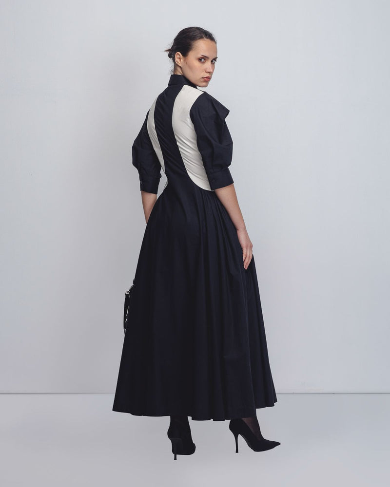 Sue Dress - Black + White cotton Buy Sue Dress - Black + White from C&W | Dresses for Women by Leh Studios in black color for women in Singapore