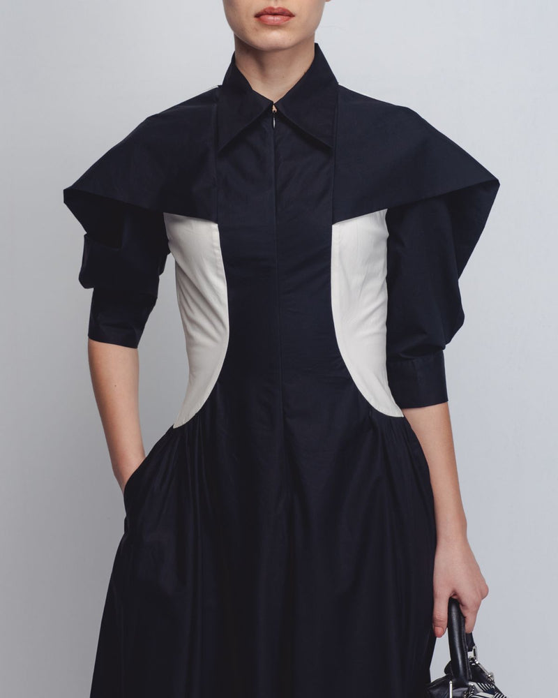Sue Dress - Black + White cotton Buy Sue Dress - Black + White from C&W | Dresses for Women by Leh Studios in black color for women in Singapore