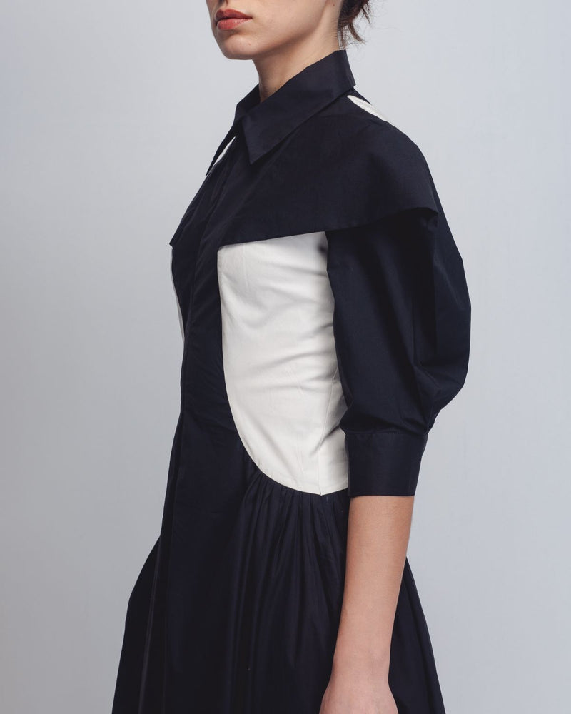 Sue Dress - Black + White cotton Buy Sue Dress - Black + White from C&W | Dresses for Women by Leh Studios in black color for women in Singapore