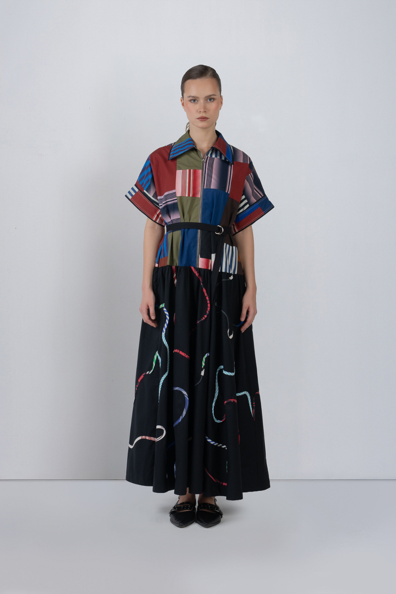 SUGO DRESS - Multicolour + Black dress by Leh Studios in multicolour for women in Singapore