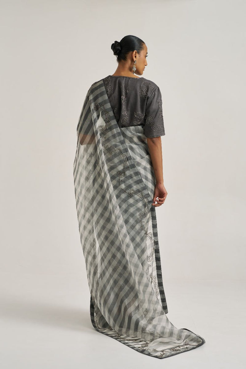 Yamini Blouse Grey silk by Suparna Som in grey color for women in Singapore