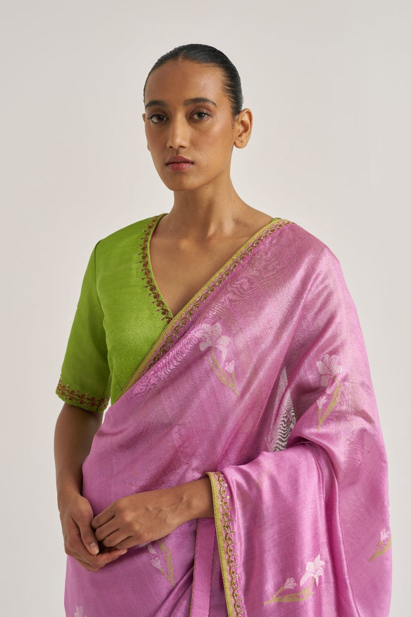 Madhura Sari silk by Suparna Som in pink color for women in Singapore