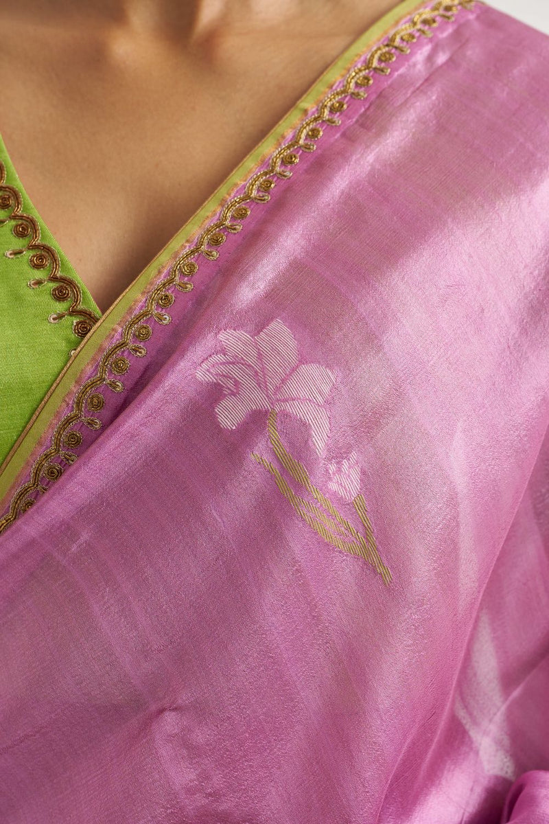 Madhura Sari silk by Suparna Som in pink color for women in Singapore