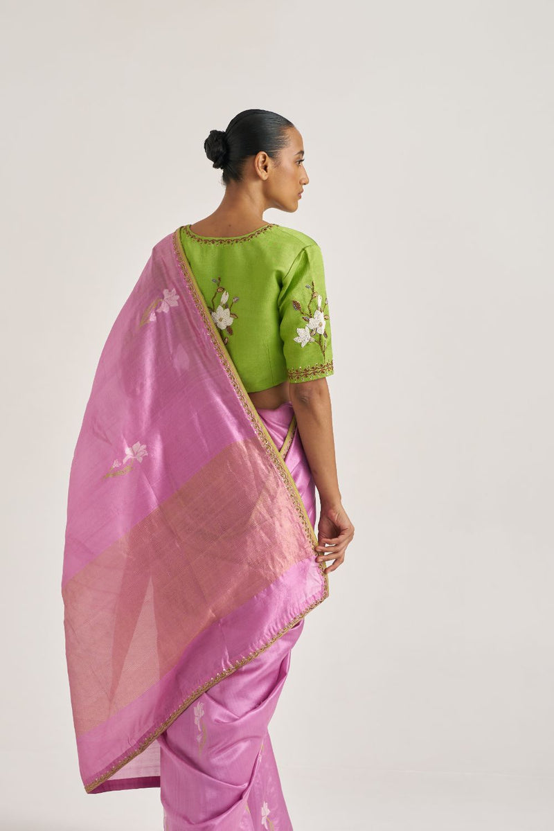 Madhura Sari silk by Suparna Som in pink color for women in Singapore