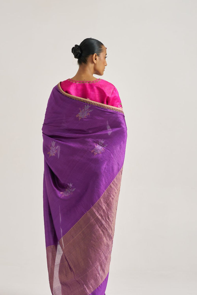Kumud Sari silk by Suparna Som in purple color for women in Singapore