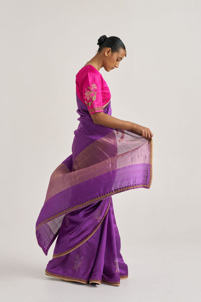 Kumud Sari silk by Suparna Som in purple color for women in Singapore