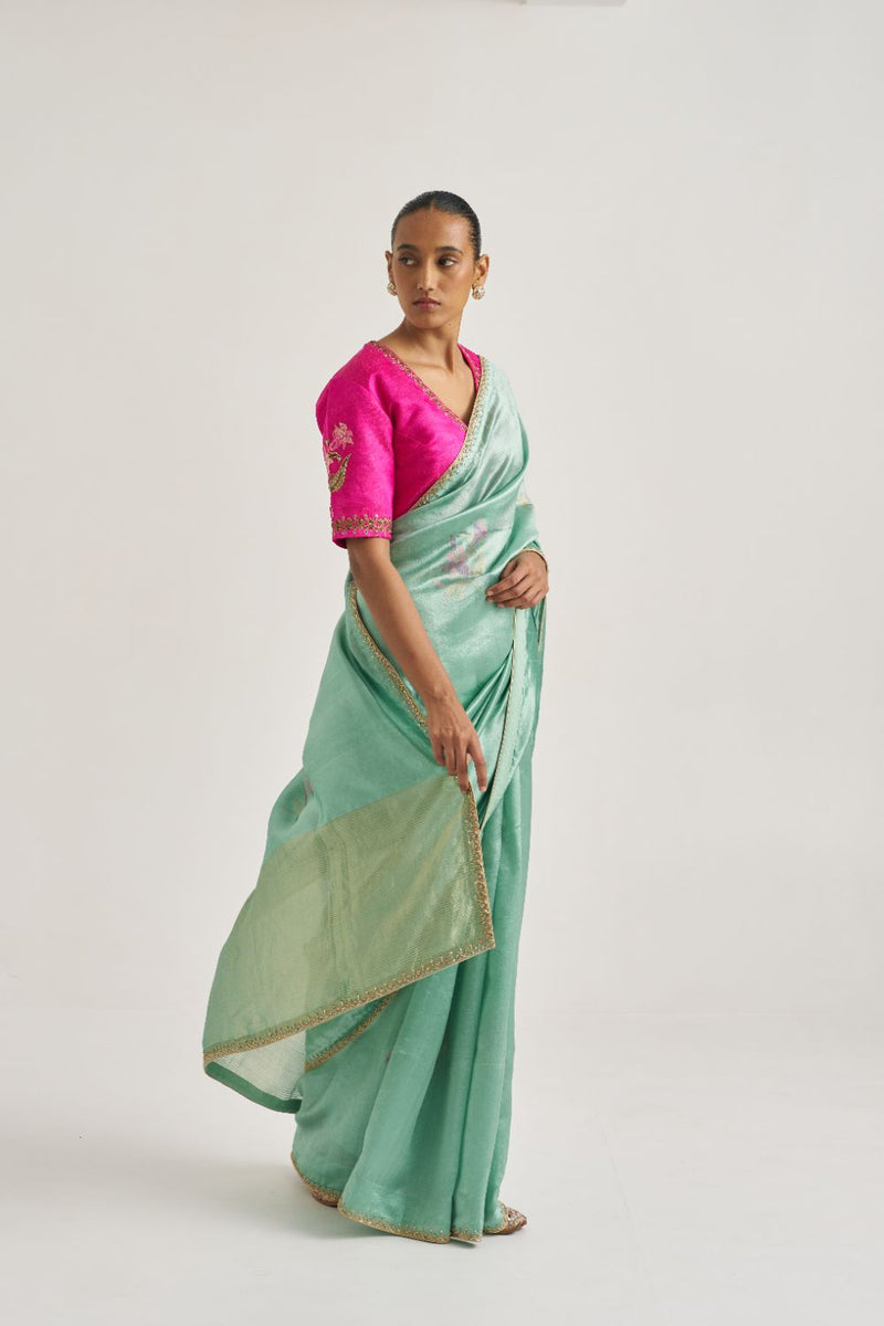 Ganga Sari silk by Suparna Som in green color for women in Singapore