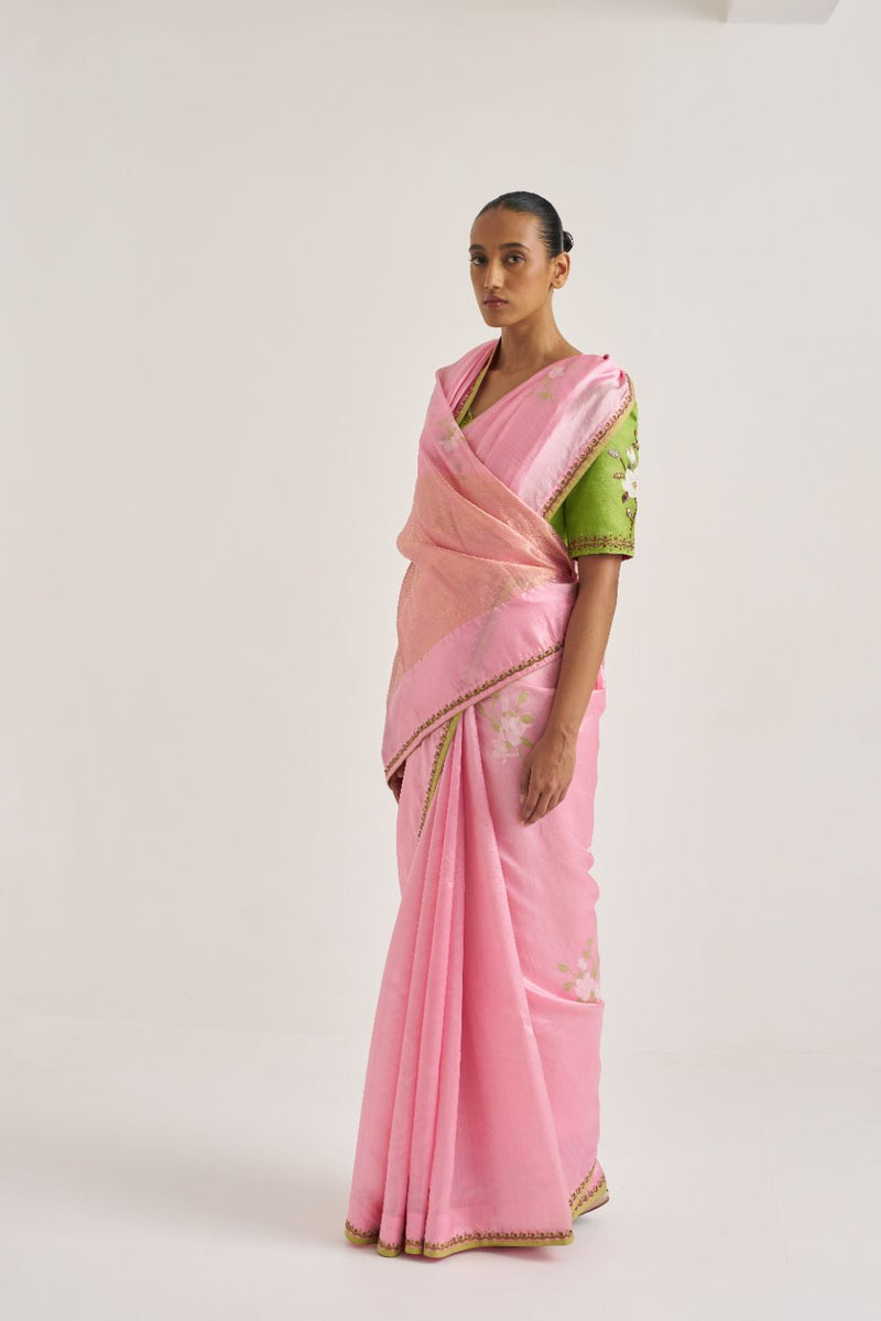 Eesha Sari silk by Suparna Som in pink color for women in Singapore