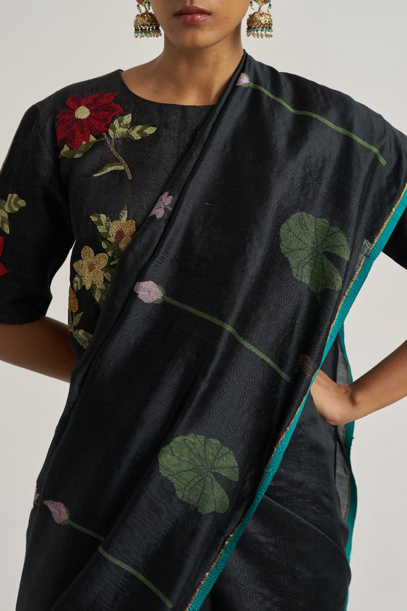 Vani Sari silk by Suparna Som in black color for women in Singapore