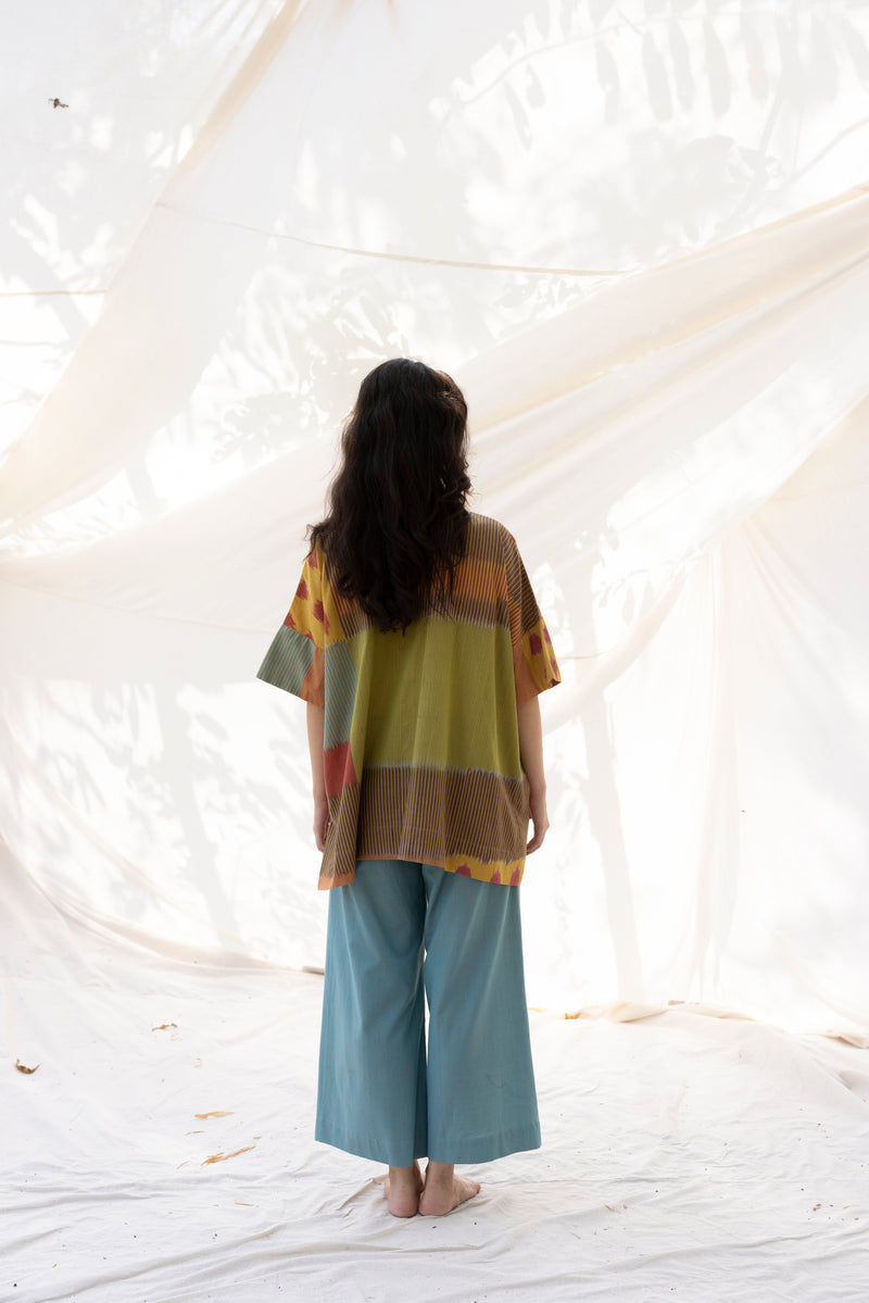 SUR BOXY SHIRT 100% cotton by Translate - Handwoven Ikat in multi color for women in Singapore