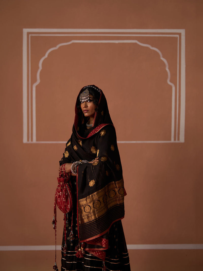 Lavanya Dupatta banarasi dupatta by SWATTI KAPOOR in black for women in Singapore