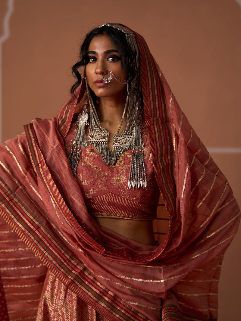 Suhana Dupatta chanderi dupatta by SWATTI KAPOOR in peach for women in Singapore