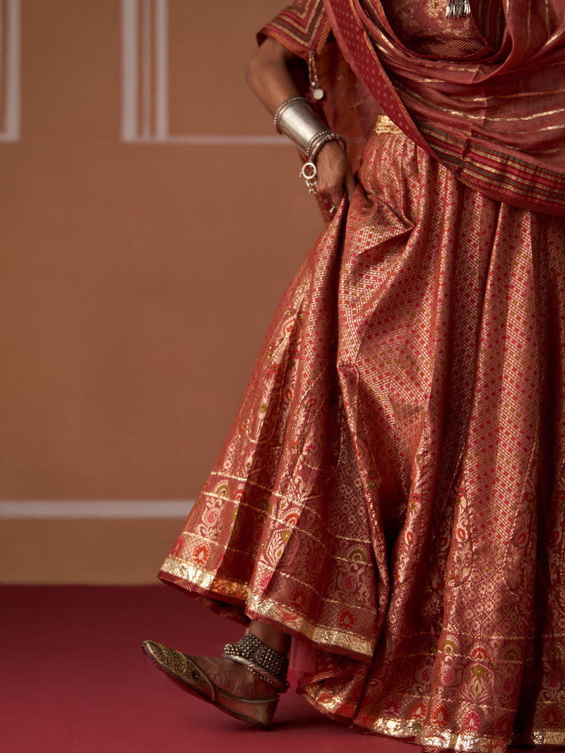 Saira Skirt silk indo-western by SWATTI KAPOOR in peach for women in Singapore