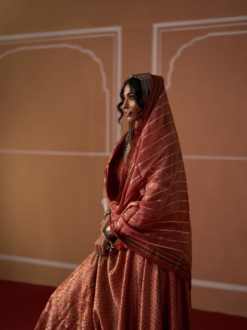 Suhana Dupatta chanderi dupatta by SWATTI KAPOOR in peach for women in Singapore