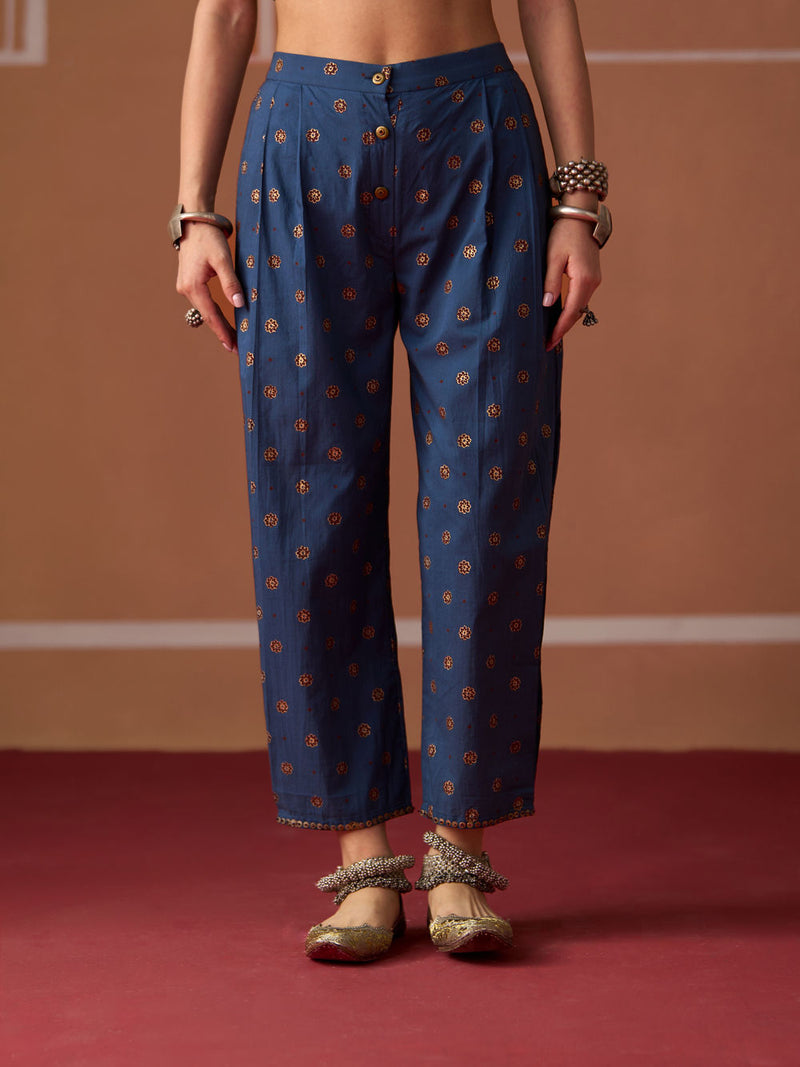 Ridhi Pant cotton pyjama/salwar by SWATTI KAPOOR in blue for women in Singapore