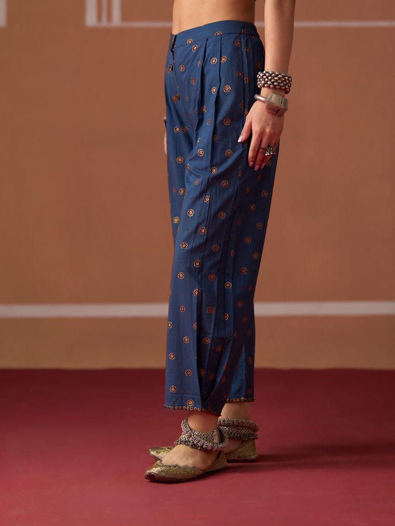 Ridhi Pant cotton pyjama/salwar by SWATTI KAPOOR in blue for women in Singapore