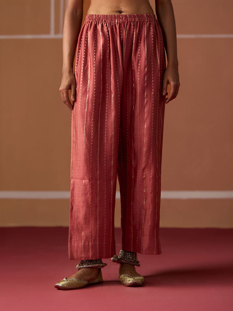 Malaika Pant chanderi pyjama/salwar by SWATTI KAPOOR in peach for women in Singapore