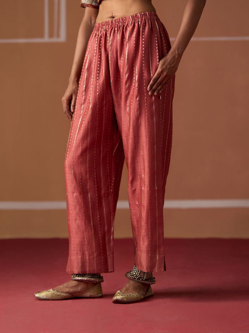 Malaika Pant chanderi pyjama/salwar by SWATTI KAPOOR in peach for women in Singapore
